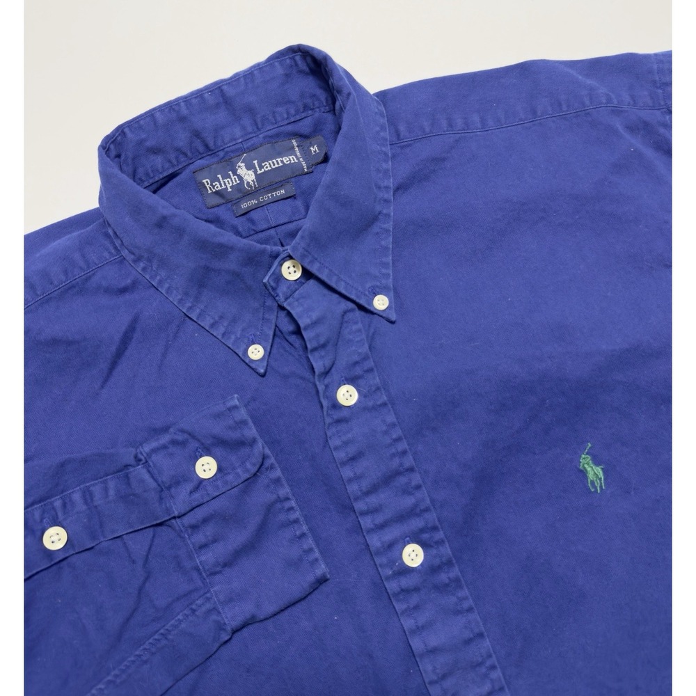 NWOT VTG Polo Ralph Lauren Men's Button Down Oxford Shirt M Blue 90s Pony Preppy